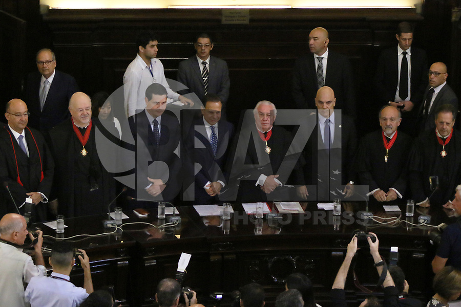 SÃO PAULO, SP, 06.02.2019: POLÍTICA-SP: Cauê Macris, Deputado Estadual e Presidente da Assembléia Legislativa do Estado de São Paulo, João Doria, Governador de São Paulo, Manoel de Queiroz Pereira Calças, Desembargador e Presidente do Tribunal de Justiça de São Paulo e Alexandre de Moraes, Ministro do Supremo Tribunal Federal, participam da abertura do Ano Judiciário, no Tribunal de Justiça, nesta quarta-feira, 6. ( Foto: Charles Sholl/Brazil Photo Press/Folhapress)