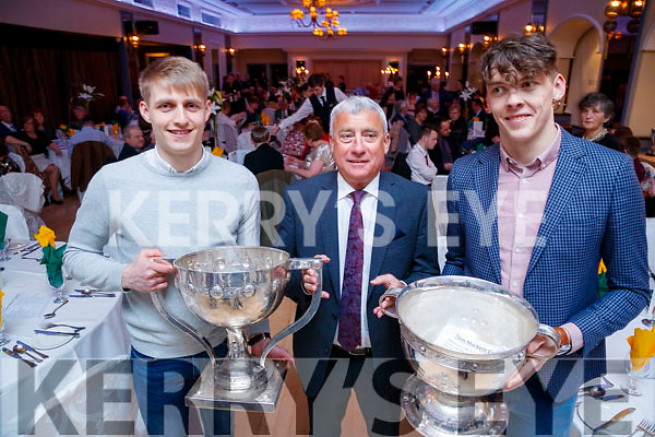 Killian Spillane and Ogie Moran and David Clifford pictured at the Kerry Supporters Social at Ballygarry House Hotel and Spa, Tralee, on Saturday night last.