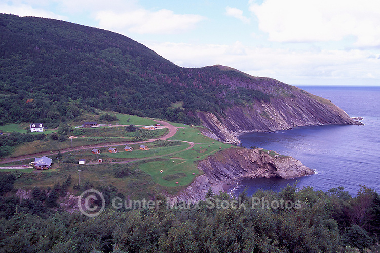 Rugged Coastline and Campground at Meat Cove, Cape Breton Island, Nova Scotia, NS, Canada - Gulf of St. Lawrence / Atlantic Ocean