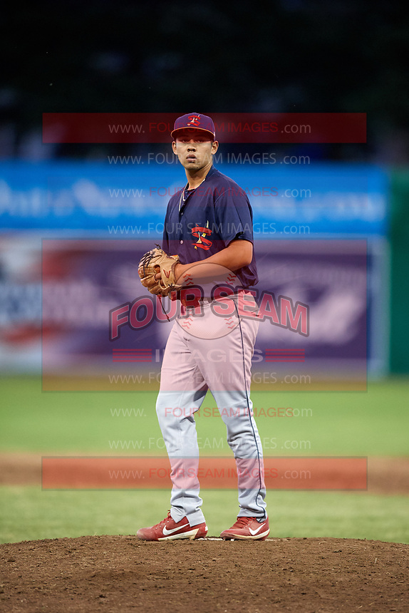 State College Spikes relief pitcher Edgar Gonzalez (47) gets ready to deliver a pitch during a game against the Batavia Muckdogs on July 7, 2018 at Dwyer Stadium in Batavia, New York. State College defeated Batavia 7-4. (Mike Janes/Four Seam Images)
