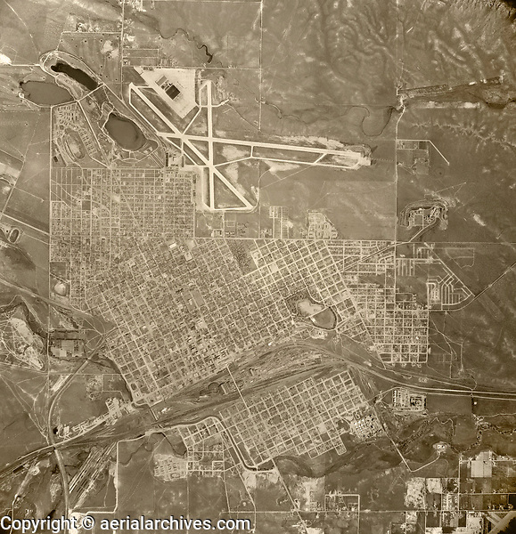 historical aerial photograph Cheyenne, Wyoming, 1947