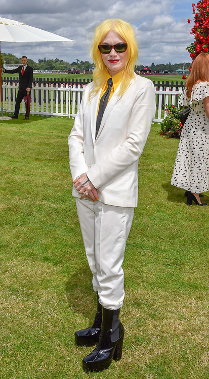 Pam Hogg at the Cartier Queen's Cup Polo 2019 held at Guards Polo Club, Windsor, Berkshire. UK 16 June 2019. <br />
<br />
Photo by Dominic O'Neill/Desmond O'Neill Features Ltd. +44(0)7092 235465 www.donfeatures.com