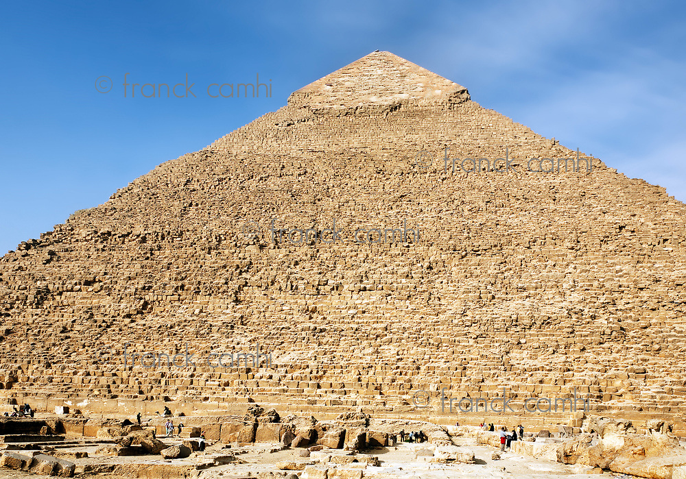 view of the pyramids of gizah near cairo in egypt
