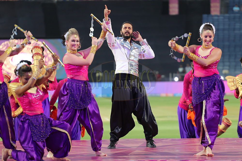 Ritesh Deshmukh performs during match 2 of the Vivo 2017 Indian Premier League between the Rising Pune Supergiants and the Mumbai Indians held at the MCA Pune International Cricket Stadium in Pune, India on the 6th April 2017<br />
<br />
Photo by Ron Gaunt - IPL - Sportzpics