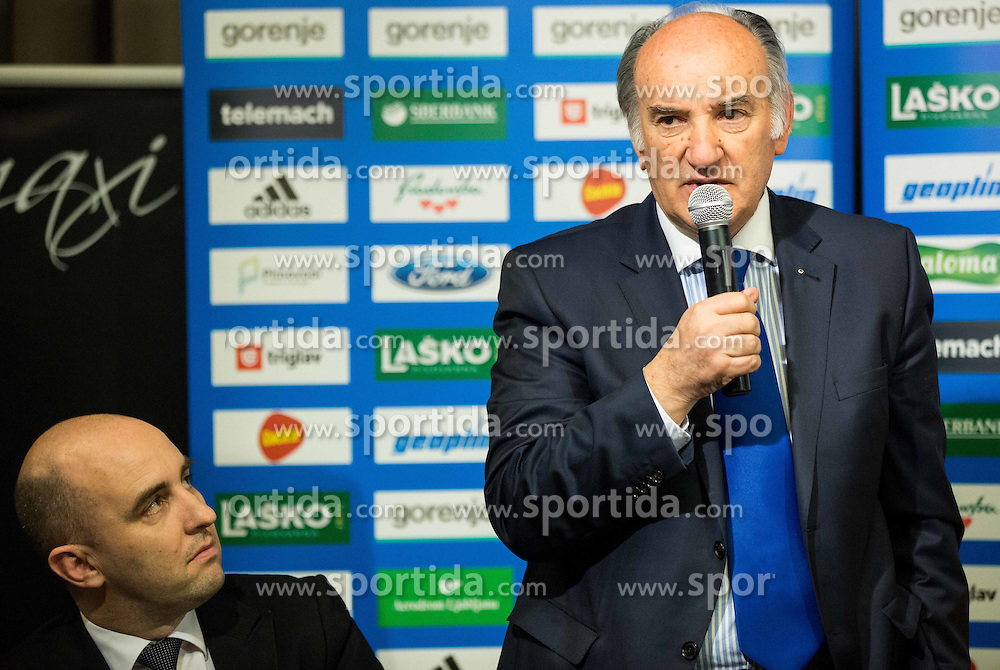 Jozko Krizan and Ljubo Jasnic during press conference of Slovenian Ski jumping team after World Cup competitions in Vikersund, on February 16, 2016 in Maximarket, Ljubljana, Slovenia. Photo by Vid Ponikvar / Sportida