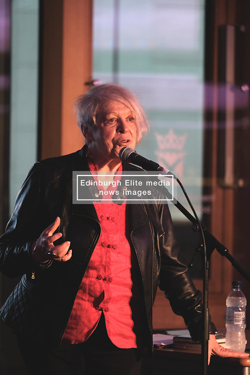 Pictured: Poet and writer Liz Lochhead performs her hit show “SOMETHINGS OLD, SOMETHINGS NEW” at the Festival of Politics 2017 with musical backing from saxophonist Steve Kettley<br />
<br />
Alex Todd | EEm Saturday 19th October 2017