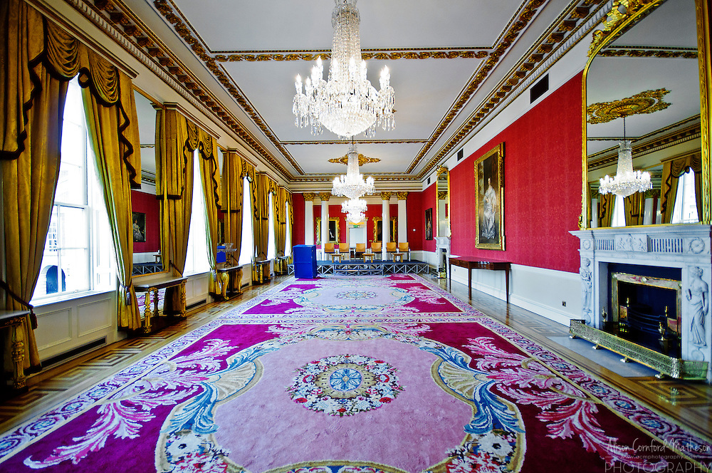 The State Drawing Room in the interior of Dublin Castle.