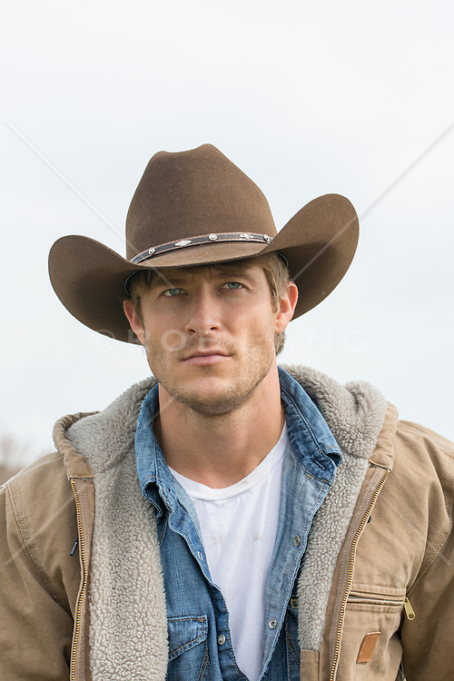 portrait of an All American cowboy outdoors