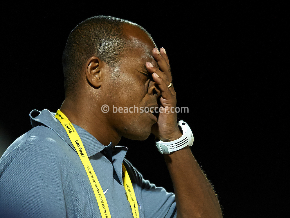 PAPEETE, TAHITI - SEPTEMBER 27: FIFA Beach Soccer World Cup Tahiti 2013 at Stadium Tahua To´ata on September 27, 2013 in Papeete, Tahiti. (Photo by Manuel Queimadelos)