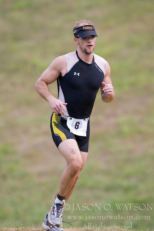 CHARLOTTESVILLE, VA - August 17, 2008 - ROGER BAXTER (6) in the 2008 Charlottesville XTERRA Triathlon was held at Walnut Creek Park in Albemarle County near Charlottesville, Virginia, USA.