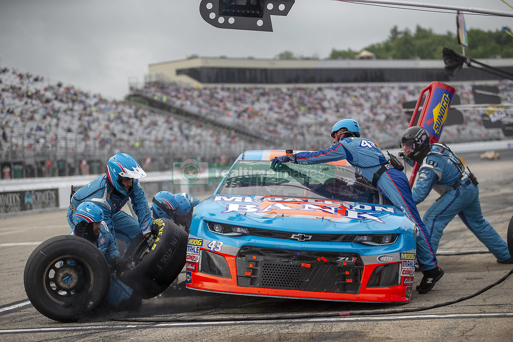 July 22, 2018 - Loudon, New Hampshire, United States of America - Darrell Wallace, Jr (43) makes a pit stop during the Foxwoods Resort Casino 301 at New Hampshire Motor Speedway in Loudon, New Hampshire. (Credit Image: © Stephen A. Arce/ASP via ZUMA Wire)
