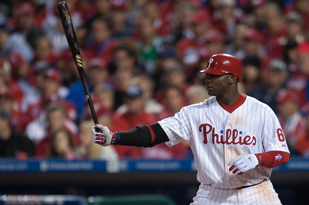 PHILADELPHIA - OCTOBER 16: Ryan Howard #6 of the Philadelphia Phillies bats against the San Francisco Giants in Game One of the NLCS during the 2010 MLB Playoffs at Citizens Bank Park on October 16, 2010 in Philadelphia, Pennsylvania. (Photo by: Rob Tringali) *** Local Caption *** Ryan Howard