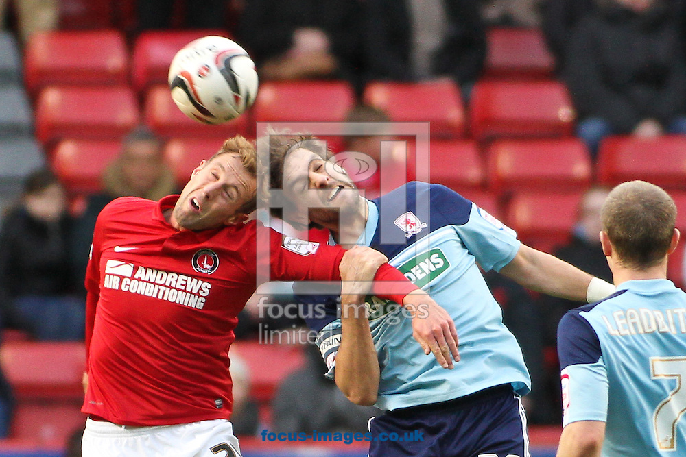Picture by David Horn/Focus Images Ltd +44 7545 970036.03/11/2012.Rob Hulse of Charlton Athletic and Jonathan Woodgate of Middlesbrough during the npower Championship match at The Valley, London.