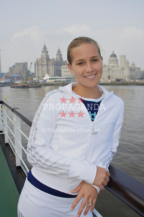 Liverpool, England - Sunday, June 10, 2007: Ashley Harkleroad on the deck of the Royal Daffodil Mersey Ferry as she takes a cruise along Liverpool's famous River Mersey. The WTA tennis player is in the city for the Liverpool International Tennis Tournament which starts on Tuesday June 12th. American Harkleroad faces local qualifier Liz Thomas from Blackburn on day two, Wednesday June 13th. For more information please visit www.liverpooltennis.co.uk. (Pic by David Rawcliffe/Propaganda)