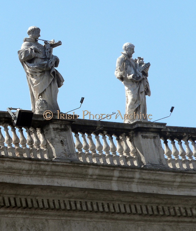 Architectural detail in Saint Peter's Square in the Vatican City, Italy. The actual square was designed by Gian Lorenzo Bernini.