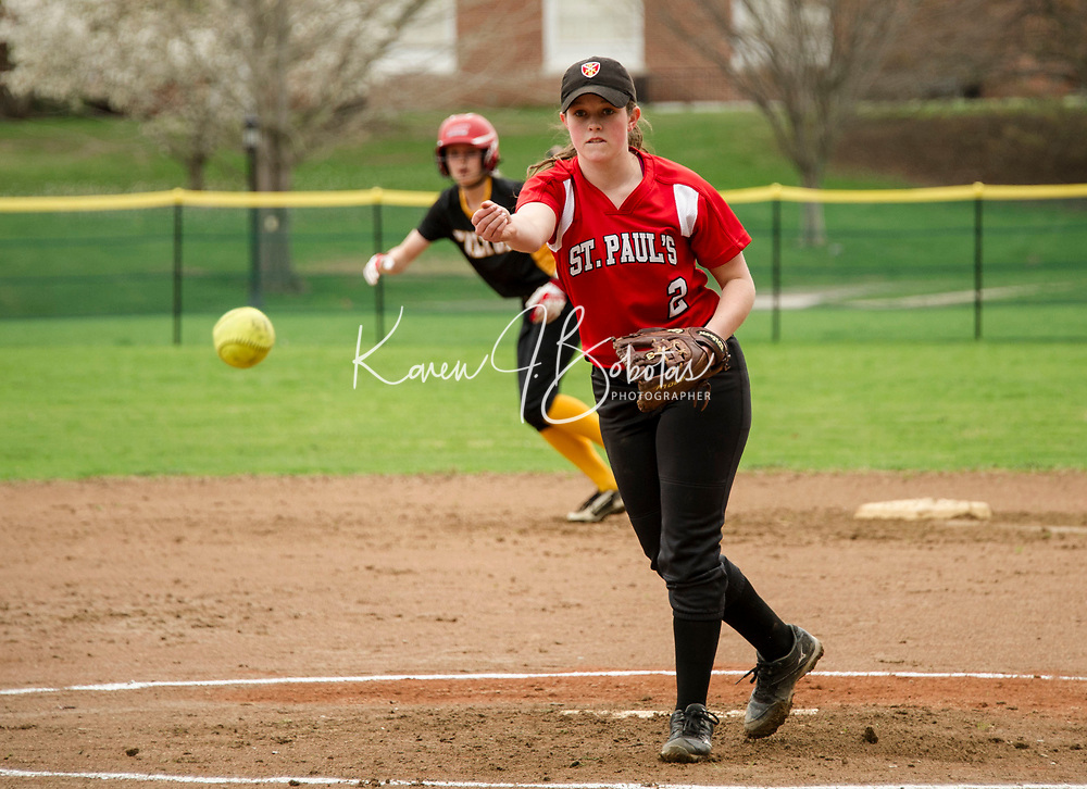 St Paul's School softball versus Tilton School.<br />
©2017 Karen Bobotas Photographer