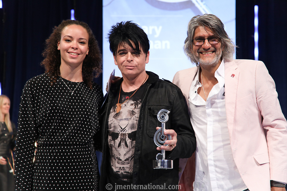 Gary Numan accepts his award during the O2 Silver Clef Awards 2019, Grosvenor House, London, UK, Friday 05 July 2019<br />
Photo JM Enternational