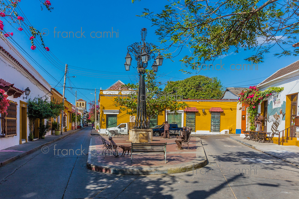 Cartagena , Colombia - March 5, 2017 : Colorful streets of Getsemani<br />
area of Cartagena de los indias Bolivar in Colombia South America