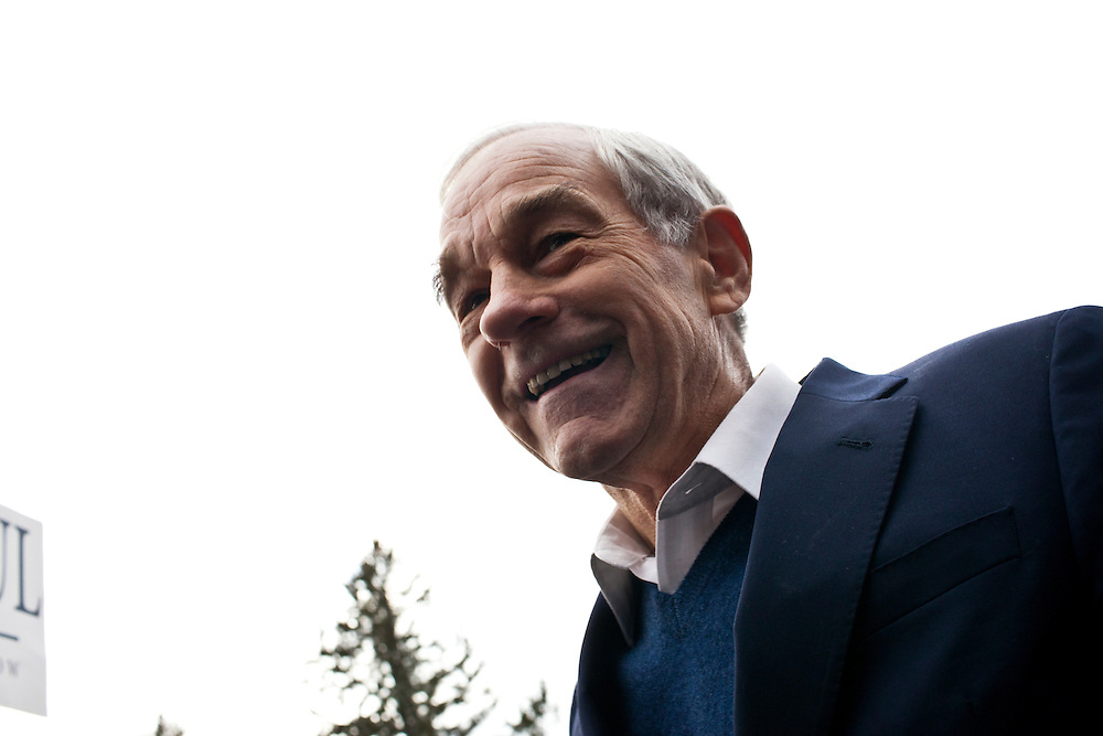 Republican presidential candidate Ron Paul campaigns at the Webster School polling location on Tuesday, January 10, 2012 in Manchester, NH. Brendan Hoffman for the New York Times