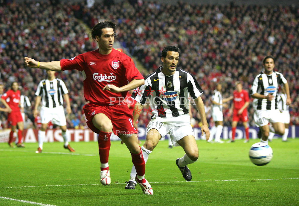 LIVERPOOL, ENGLAND - TUESDAY APRIL 5th 2005: Liverpool's Luis Garcia in action against Juventus during the UEFA Champions League Quarter Final 1st Leg match at Anfield. (Pic by David Rawcliffe/Propaganda)