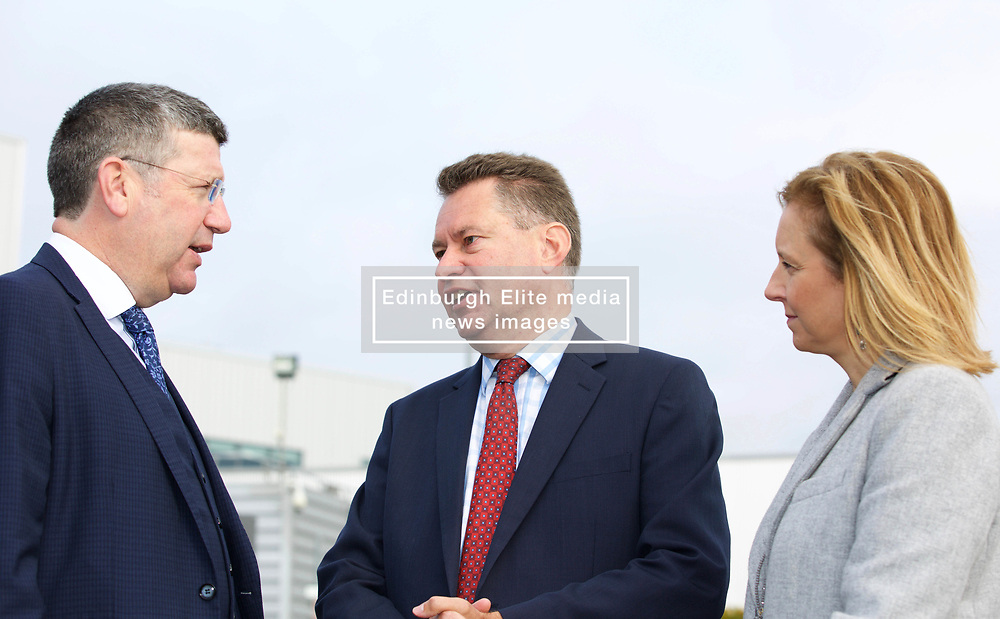 Scottish Conservatives finance spokesman Murdo Fraser, centre, with Rachael Hamilton, party spokeswoman on culture and tourism and Gordon Dewar, CEO at Edinburgh Airport, discussing the party’s call for a cut in air departure tax. pic copyright Terry Murden @edinburghelitemedia