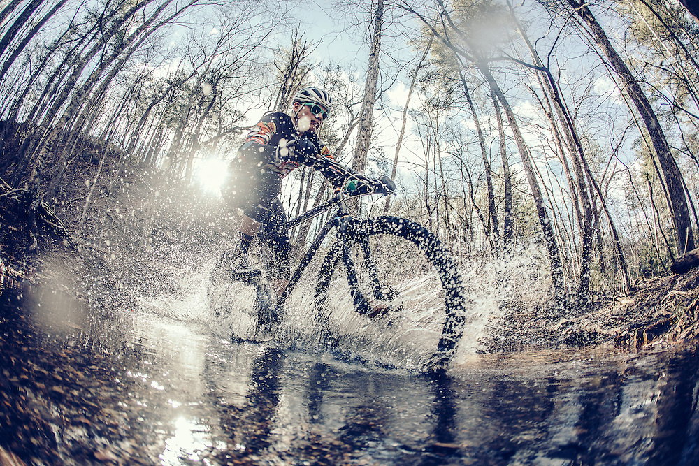 Man Mountain Biking in Blue Ridge Mountains Mountain biking in the Blue Ridge Mountains.