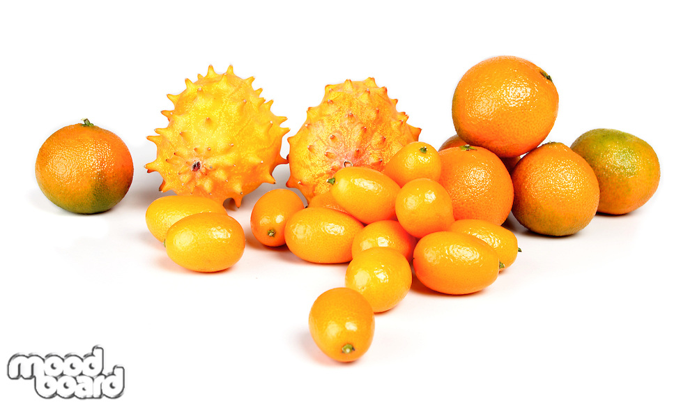 Composition of exotic fruits o white background