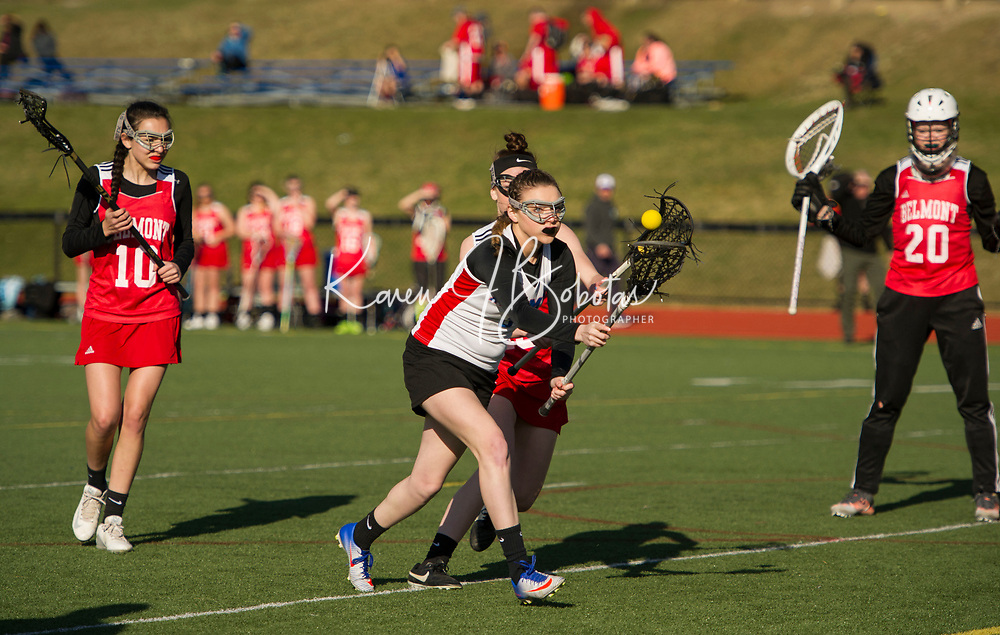Interlakes/Moultonboro versus Belmont girls varsity lacrosse. Karen Bobotas for the Laconia Daily Sun