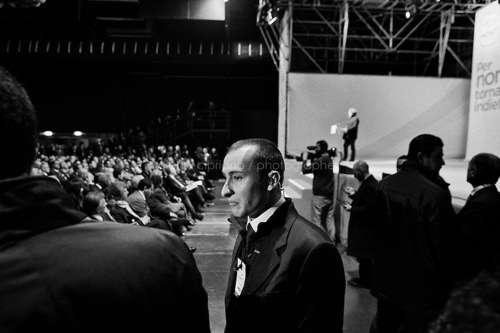 ROME, ITALY - 15 JANUARY 2013: Outgoing Prime Minister of Italy Mario Monti (69), running in the 2013 Italian General Elections with the centrist party "Civic Choice, Mario Monti for Italy", during a convention with Andrea Ricardi and Luca Cordero di Montezemolo in Rome, Italy on January 15, 2013.<br />
<br />
A general election to determine the 630 members of the Chamber of Deputies and the 315 elective members of the Senate, the two houses of the Italian parliament, will take place on 24–25 February 2013. The main candidates running for Prime Minister are Pierluigi Bersani (leader of the centre-left coalition "Italy. Common Good"), former PM Mario Monti (leader of the centrist coalition "With Monti for Italy") and former PM Silvio Berlusconi (leader of the centre-right coalition).<br />
<br />
###<br />
<br />
ROMA, ITALIA - 15 FEBBRAIO 2013: Il premier uscente Mario Monti, candidato alle elezioni politiche con la lista "Scelta Civila, Mario Monti per l'Italia", durante una convention a Rome, il 15 febbraio 2013.<br />
Le elezioni politiche italiane del 2013 per il rinnovo dei due rami del Parlamento italiano – la Camera dei deputati e il Senato della Repubblica – si terranno domenica 24 e lunedì 25 febbraio 2013 a seguito dello scioglimento anticipato delle Camere avvenuto il 22 dicembre 2012, quattro mesi prima della conclusione naturale della XVI Legislatura. I principali candidate per la Presidenza del Consiglio sono Pierluigi Bersani (leader della coalizione di centro-sinistra "Italia. Bene Comune"), il premier uscente Mario Monti (leader della coalizione di centro "Con Monti per l'Italia") e l'ex-premier Silvio Berlusconi (leader della coalizione di centro-destra).
