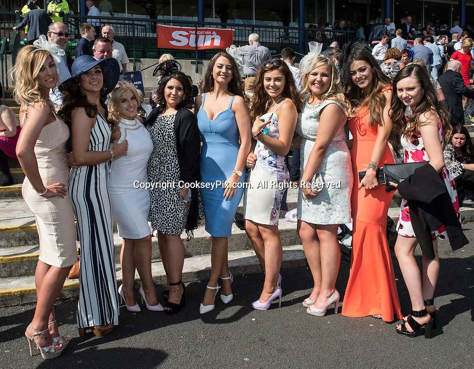 Picture by Christian Cooksey/CookseyPix.com<br />
Scottish Sun Raceday at Ayr racecourse. 20th June 2015. All the way from Paisley are LtoR. Laura Watson, Lauren Newman, Charlotte Mcleod, Laura Milligan, Melissa Davie, Fiona MacEwan, Courtney Lynch and Ashlie Henderson.