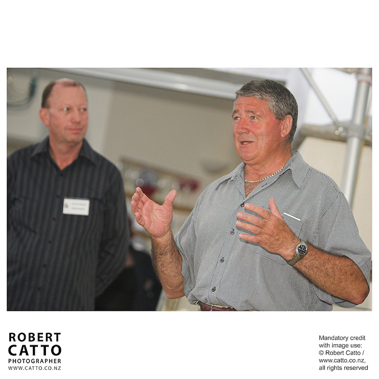 Michael Garlick;Jim Anderton at the Launch of the Bruce McLaren Movie project at the A1 Grand Prix of New Zealand, Taupo, New Zealand.