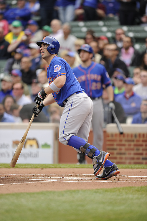 CHICAGO - MAY 17: David Wright #5 of the New York Mets hits a home run in the first inning against the Chicago Cubs on May 17, 2013 at Wrigley Field in Chicago, Illinois. The Mets defeated the Cubs 3-2. (Photo by Ron Vesely/MLB Photos via Getty Images) *** Local Caption *** David Wright