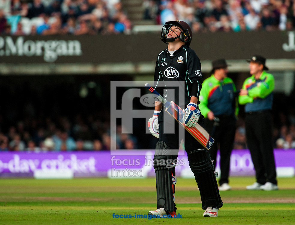 Sam Curran of Surrey CCC is bowled out during Royal London One Day Cup Final match at Lord's, London<br />
Picture by Jack Megaw/Focus Images Ltd +44 7481 764811<br />
19/09/2015