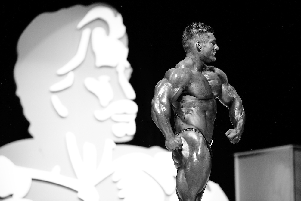 James Flex Lewis on stage at the finals for the 2009 Olympia 202 competition in Las Vegas.