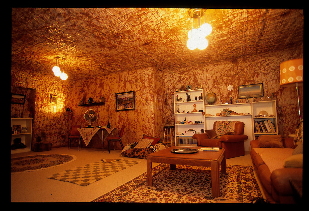 COOBER PEDY, AUSTRALIA: Inside an underground home in Coober Pedy, Australia. The opal mining town in central Australia is known for it's underground homes and quirky events such as the Easter Golf Tournament played out over a desert golf course and dirt road racing. Photograph by David Paul Morris