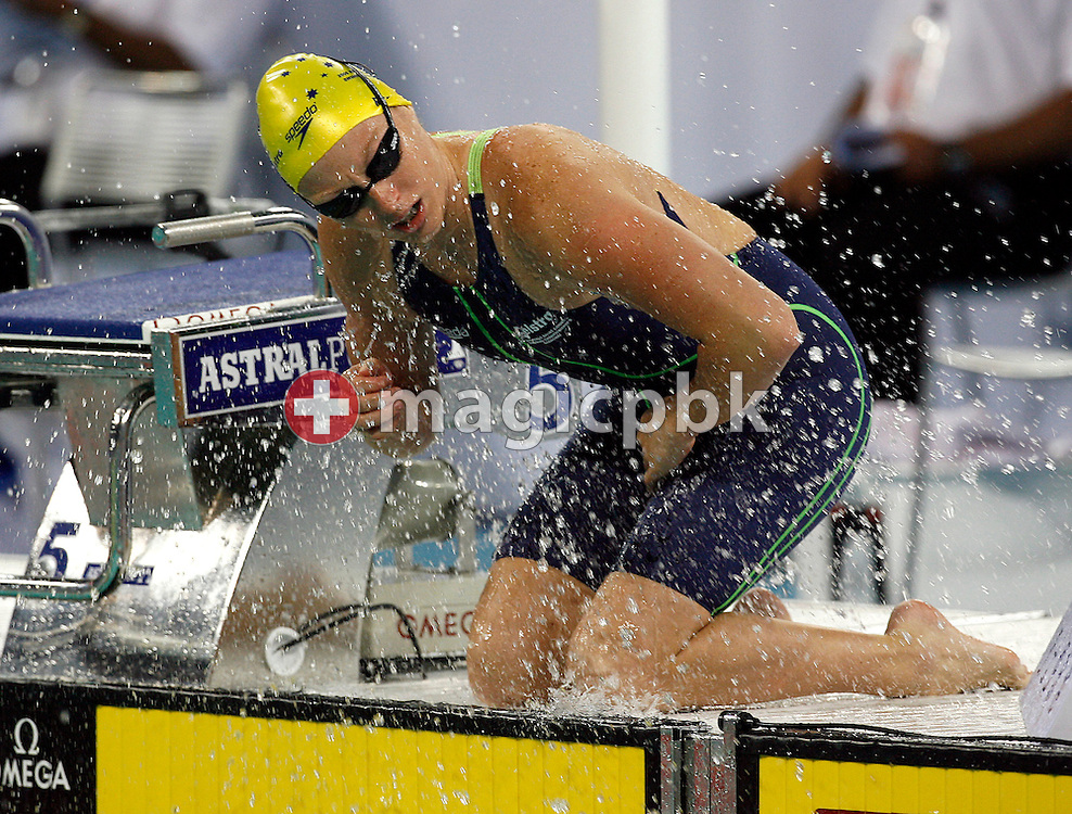 Shayne REESE of Australia prepares herself for the start in the women's 100m Freestyle heat during day two of the 8th FINA World Swimming Championships (25m) held at Qi Zhong Stadium April 6th, 2006 in Shanghai, China. (Photo by Patrick B. Kraemer / MAGICPBK)