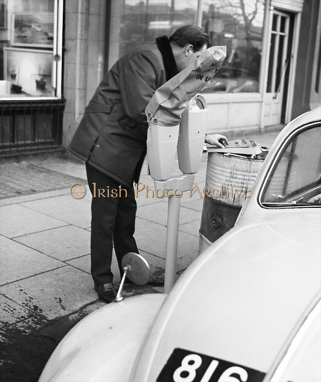 A sign of things to come: The first parking meters are installed in Dublin. They were due to come into operation in 1970. .04.12.1969