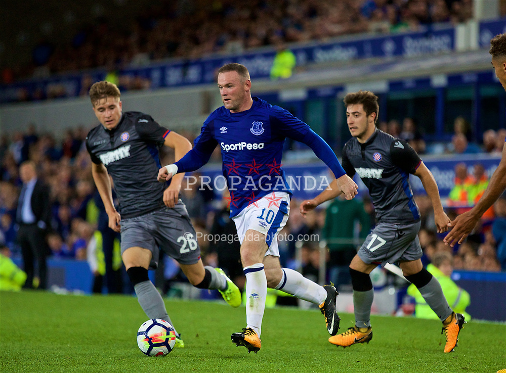 LIVERPOOL, ENGLAND - Thursday, August 17, 2017: Everton's Wayne Rooney during the UEFA Europa League Play-Off 1st Leg match between Everton and HNK Hajduk Split at Goodison Park. (Pic by David Rawcliffe/Propaganda)