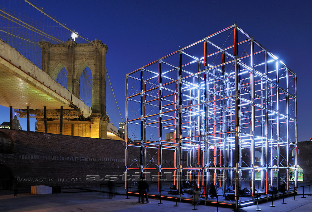 30-foot audiovisual cubic in Brooklyn, New York City.