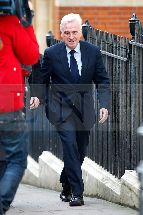 © Licensed to London News Pictures. 11/03/2016. London, UK. Shadow chancellor JOHN MCDONNELL arriving at The RSA to give a speech on the economy and the public finances in London on Friday, 11 March 2015. Photo credit: Tolga Akmen/LNP