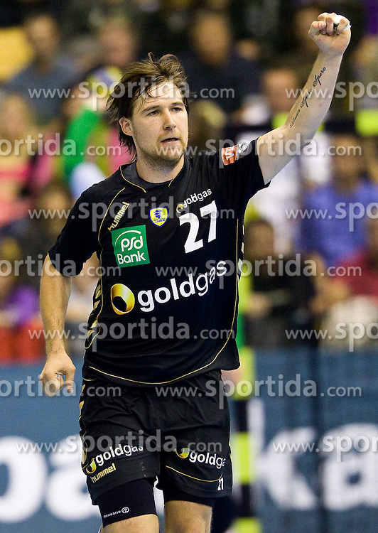 Ivan Cupic (#27) of RNL celebrates during Velux EHL Champions league 2010/2011 Group A men handball match between HC Celje Pivovarna Lasko of Slovenia and Rhein-Neckar Loewen of Germany, on October 2, 2010 in Arena Zlatorog, Celje, Slovenia. Rhein-Neckar Löwen defeated Celje Pivovarna Lasko 32 - 28. (Photo By Vid Ponikvar / Sportida.com)