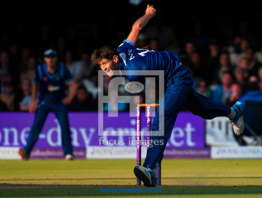 David Payne of Gloucestershire delivers the final ball to win the Royal London One Day Cup Final match at Lord's, London<br />
Picture by Jack Megaw/Focus Images Ltd +44 7481 764811<br />
19/09/2015