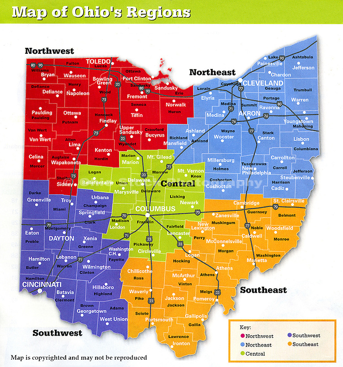 map of ohio counties with major cities Ohio Regions Map Jpg Ohio Stock Images map of ohio counties with major cities