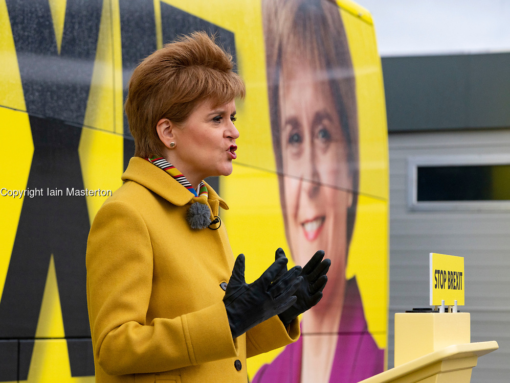 South Queensferry, Scotland, UK. 5th December 2019. SNP leader Nicola Sturgeon marked the final week of the SNP’s election campaign by kicking off a tour of Scotland on the SNP campaign bus. The First Minister warned that there are just seven days left to stop Brexit, and to put Scotland’s future in Scotland’s hands - not Boris Johnson’s. Iain Masterton/Alamy Live News