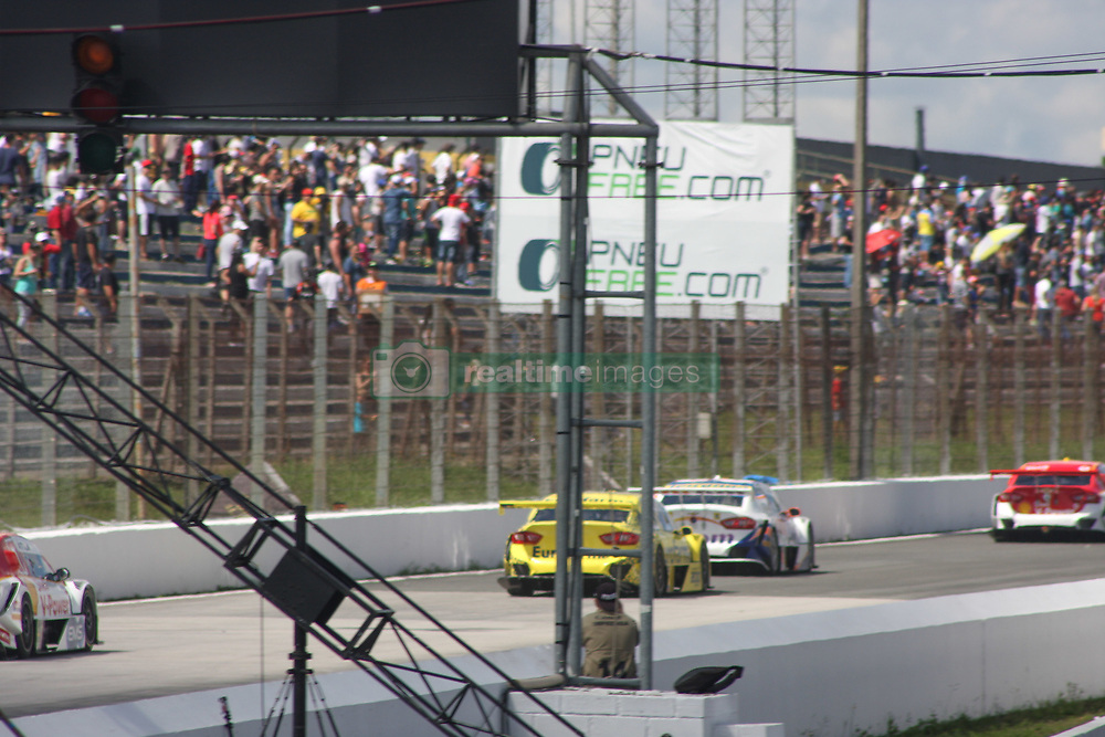 April 8, 2018 - Brazil - Lucas Di Grassi wins the 2nd race of stock car , Caca Bueno 2nd placer & Gabriel Casagrande the 3rd placer during Stock Car 2018 race in Brazil. (Credit Image: © Niyi Fote/Pacific Press via ZUMA Wire)
