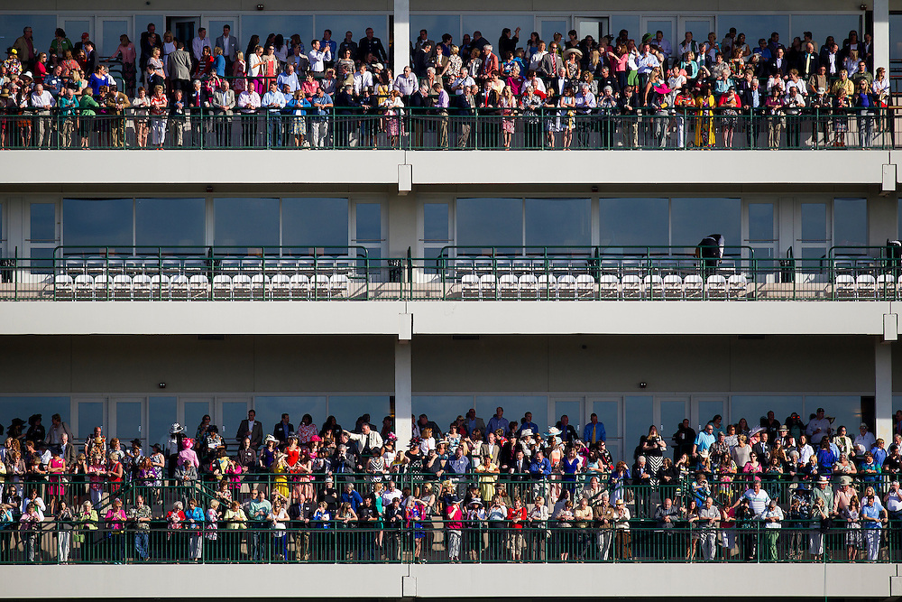 Fans show up in droves to watch Kentucky Derby contenders gallops at Churchill Downs in Louisville, KY on May 02, 2013. (Alex Evers/ Eclipse Sportswire)
