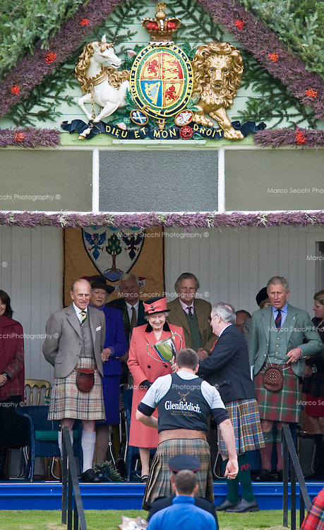 Braemar Sep 6th Her Majesty the Queen accompanied by The Duke of Edinburgh and HRH The Prince of Wales at the Braemar Gatherings 2008