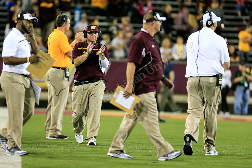 Central Michigan University head football coach John Bonamego coached his first game vs. Oklahoma St. at Kelly/Shorts Stadium at Central Michigan University on September 3, 2015. Photos by Steve Jessmore/Central Michigan University