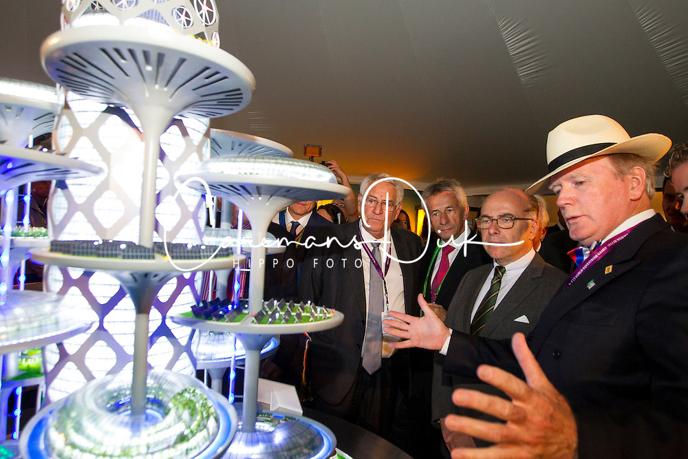 Dr. Pearse Lyons, (IRL), Founder and President of Alltecht, Dupont Jean-Léonce, (FRA), Beauvais Laurent, (FRA) in The Alltech Experience<br />
Alltech FEI World Equestrian Games™ 2014 - Normandy, France.<br />
© Hippo Foto Team - Leanjo de Koster<br />
25/06/14