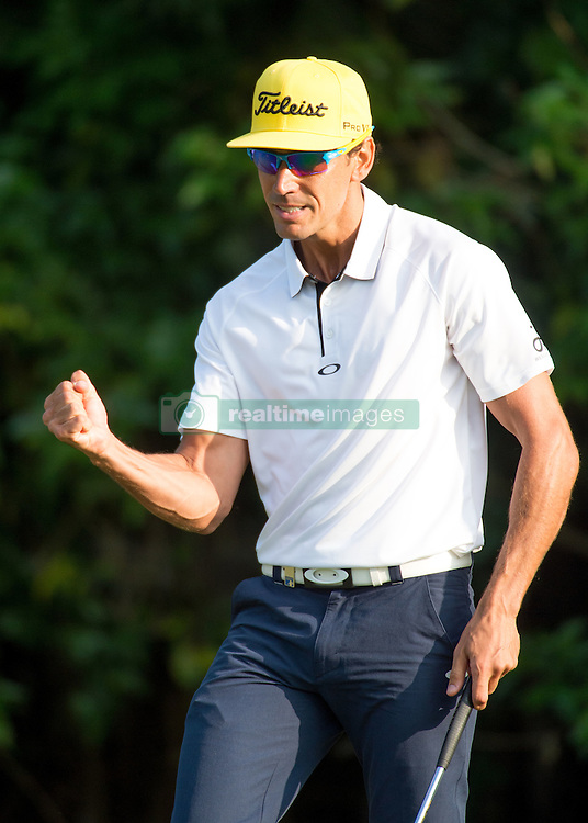 December 11, 2016 - Hong Kong, Hong Kong S.A.R, China - Final round of the 58th Hong Kong Open at The Hong Kong Golf Club Fanling, Hong Kong, Hong Kong SAR, China. Sam Brazel takes the trophy by one stroke with a birdie on the 18th. Runnerup Rafa Cabrera Bello after a successful shot on the 16th green. (Credit Image: © Jayne Russell via ZUMA Wire)